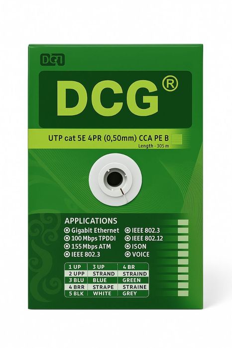 Витая пара DCG внутрішній UTP CAT-5E PVC CCA 4*2*0,50 305м