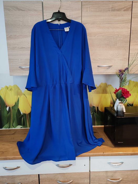 Chabrowa lekka sukienka midi Rock Your Curves rozmiar 52/54 poliester