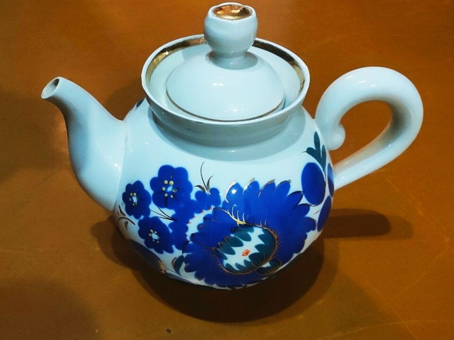 Большой заварник чайник Городница расписной фаянс ссср 1 с