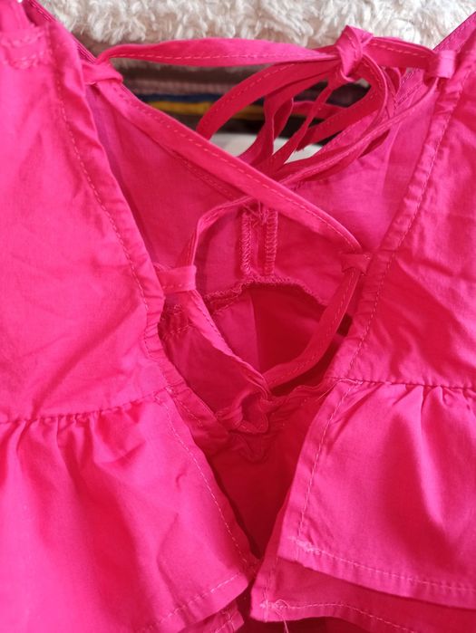Top rosa fuscia com folhos S Stradivarius Novo