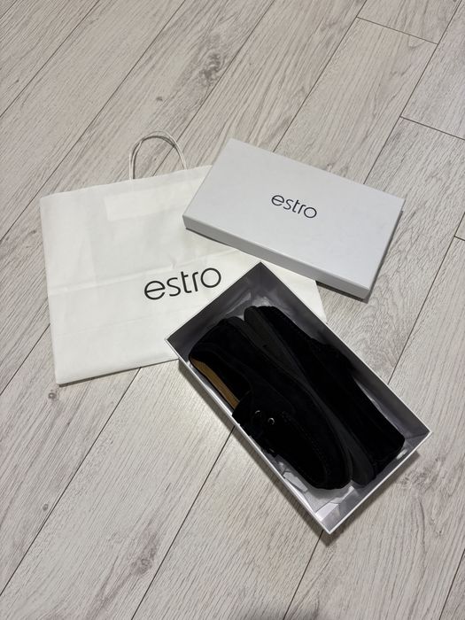 Лофери  Туфлі замшеві  чорні Estro