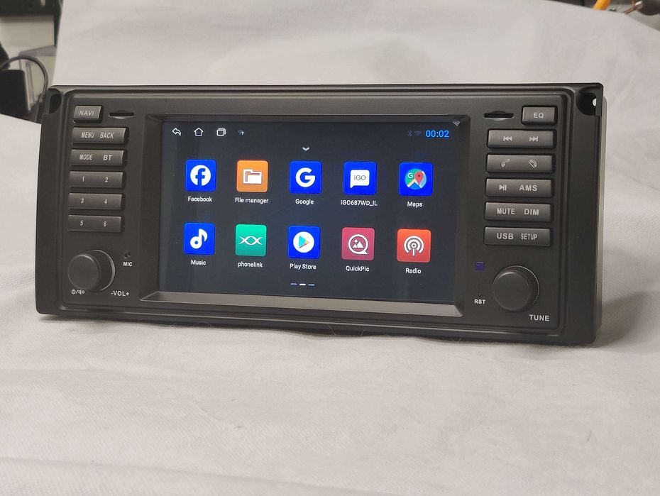 Rádio BMW E39 Android 13 WiFi GPS Novo com Garantia 2GB RAM