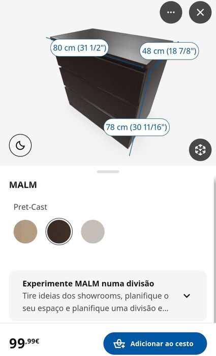 Comoda Malm 3 Gavetas IKEA