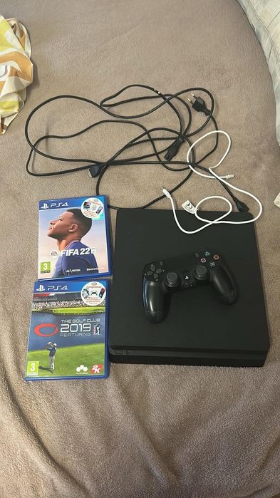 Playstation com jogos e o comando