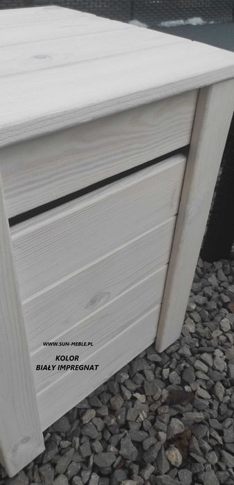 Taboret z Pojemnikiem Pufa Skrzynia 40x40x50 KOLOR BIAŁY IMPREGNAT MAT