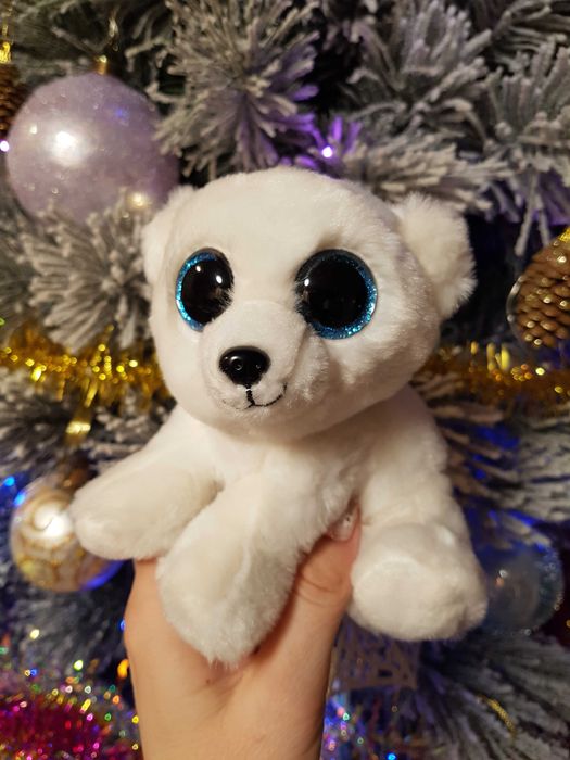 TY Beanie Boos глазастик белый мишка, полярный медведь ARI 15 см