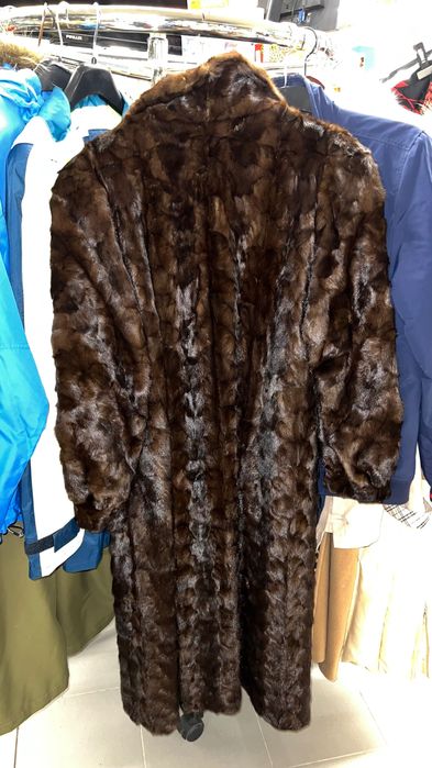 Натуральна норкова шуба з Фінляндії | довга | темно-коричнева