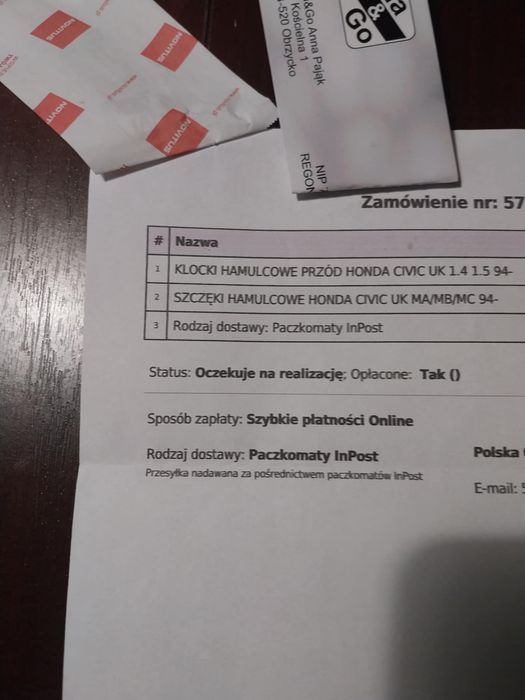 Szczęki , klocki hamulcowe Honda