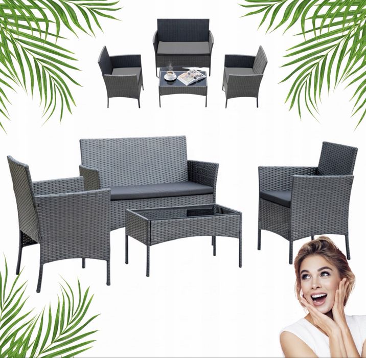 Zestaw mebli ogrodowych technorattan SFS010 MTG sofa + 2 fotele