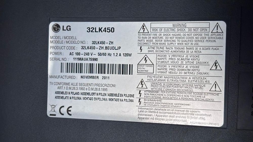 Telewizor LCD 32 cale LG32LK450 sprawny