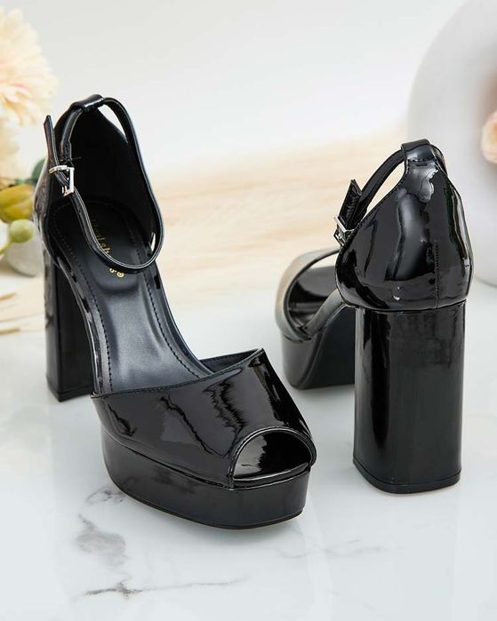 3 KOLORY 36 37 38 sandały 39 40 41 lakierowane na wysokim obcasie słup