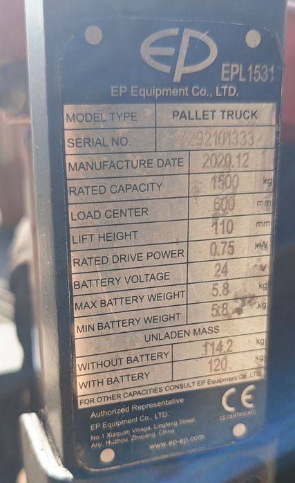Paleciak Wózek paletowy  EPL1531