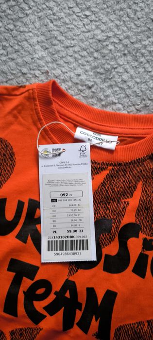 Nowa cienka bluza t-shirt coccodrillo r. 92