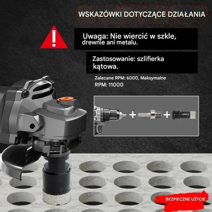 DT-DIATOOL Wiertło diamentowe Vacuum brazed 12mm M14 otwornica