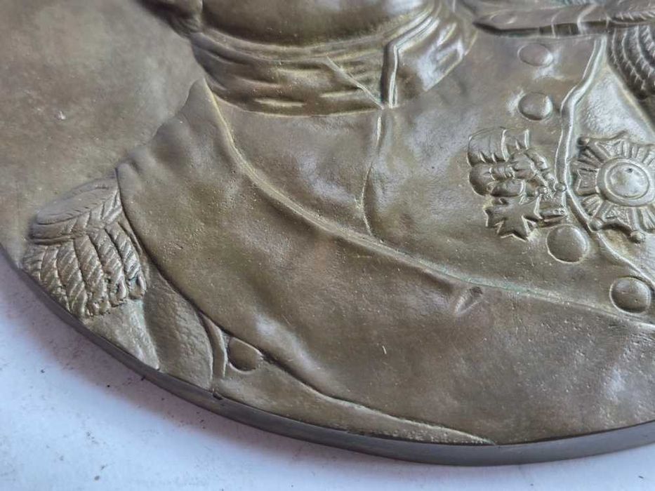 Stara plakieta Napoleon Bonaparte Książę Józef Poniatowski sygnowana 16 cm