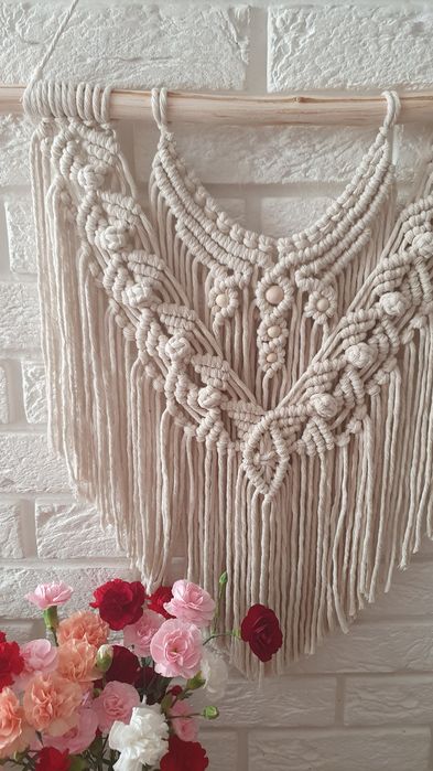Makrama rękodzieło na prezent na ścianę boho styl do salonu ozdoba