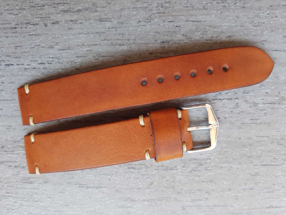 Jasnobrązowy pasek zegarka 18 mm skóra