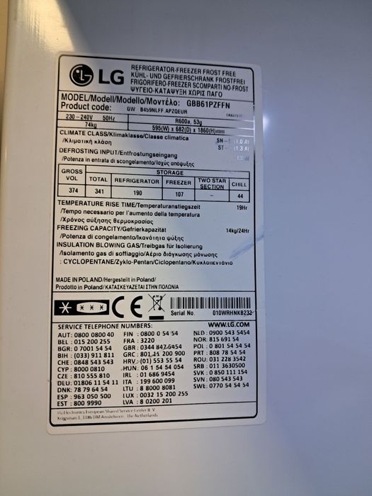 Lodówko -zamrażarka LG.