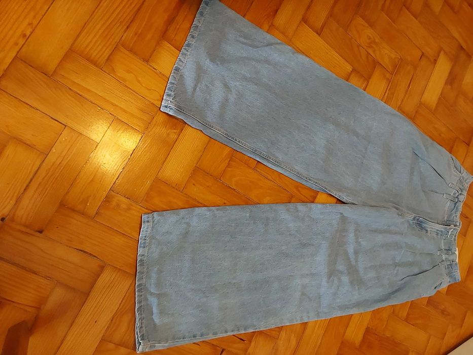 Calças Ganga Oversize Largas Azul-Claro