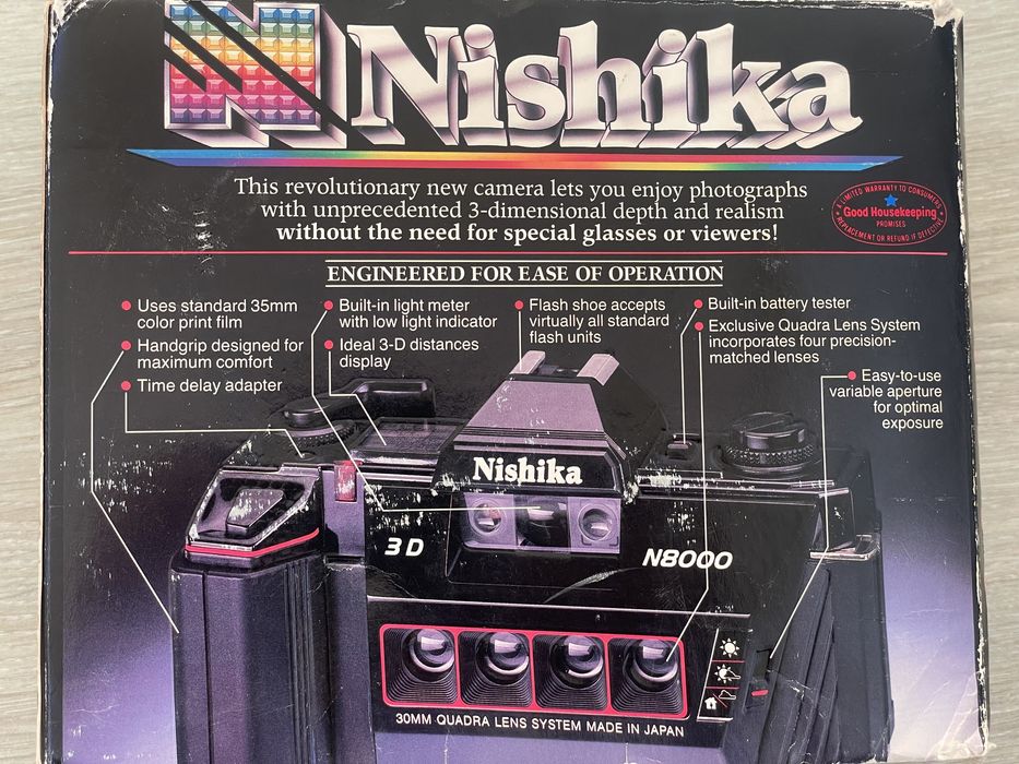 Caixa e manuais Nishika N8000 3-D 35mm Camera