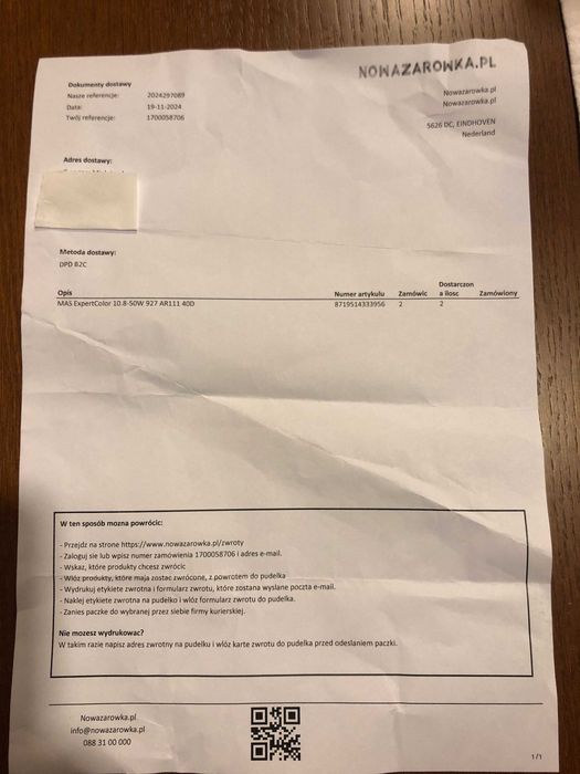 Reflektor Philips  LED G53 AR111 10.8W 600lm  Ciepła Biel 2700 K