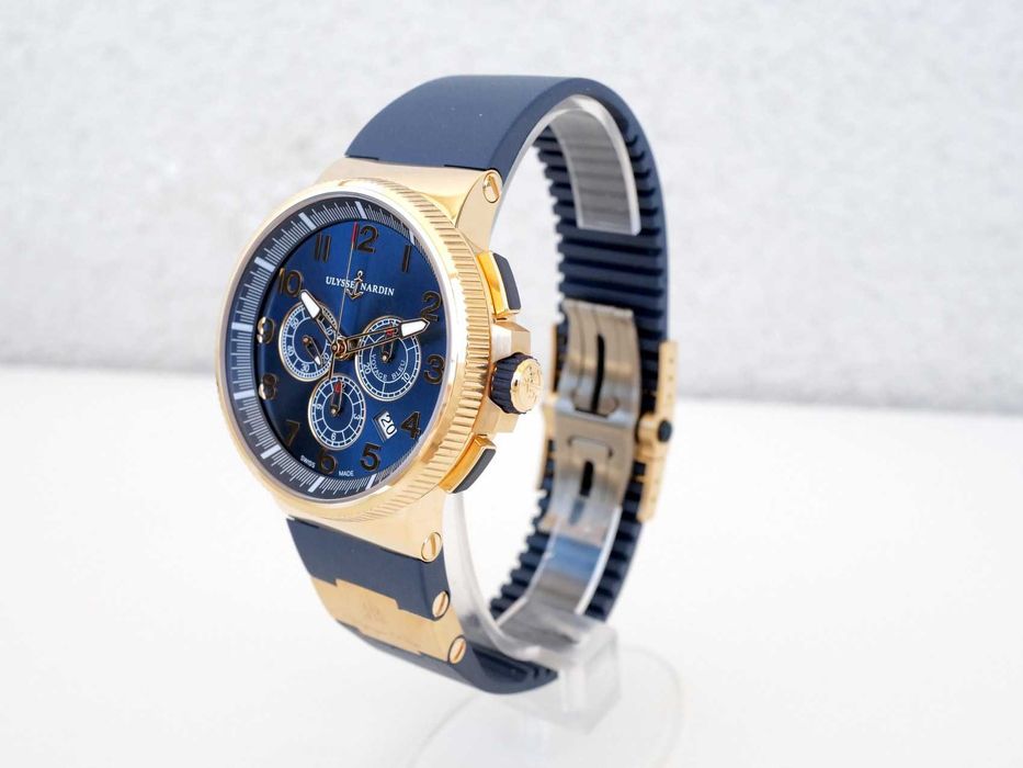 Ulysse Nardin Marine Chronograph Manufacture Voyage Blue 18K Rose Gold Limited Edition 43