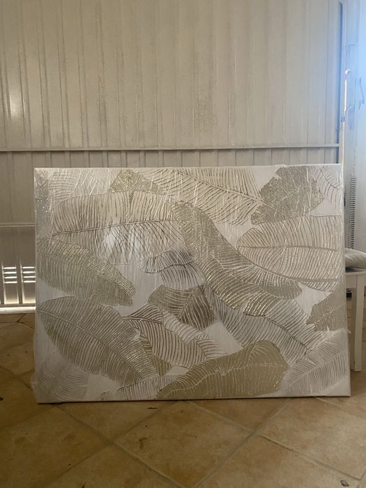 White and Gold Painted Canvas 90x120
