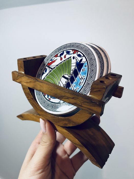 Porcelanowe 3 szt podkladki grecja hellada antyk