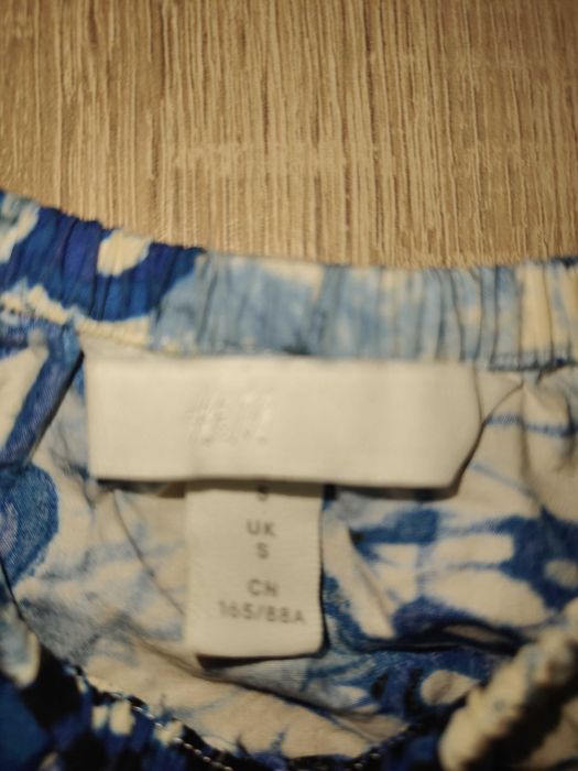 Bluzka dekolt kwadratowy karo bufki crop top 36 S H&M