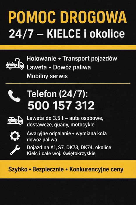 Pomoc Drogowa Auto Zastepcze Wymiana Kola Awaryjne Odpalanie