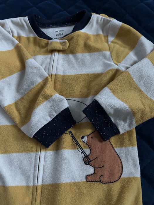 Polarowe biało-żółte pidżamy/śpiochy Carter’s 2 latka