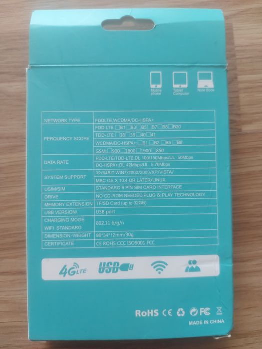 4G LTE USB модем/роутер з Wi-Fi, до 150 Мбіт/с