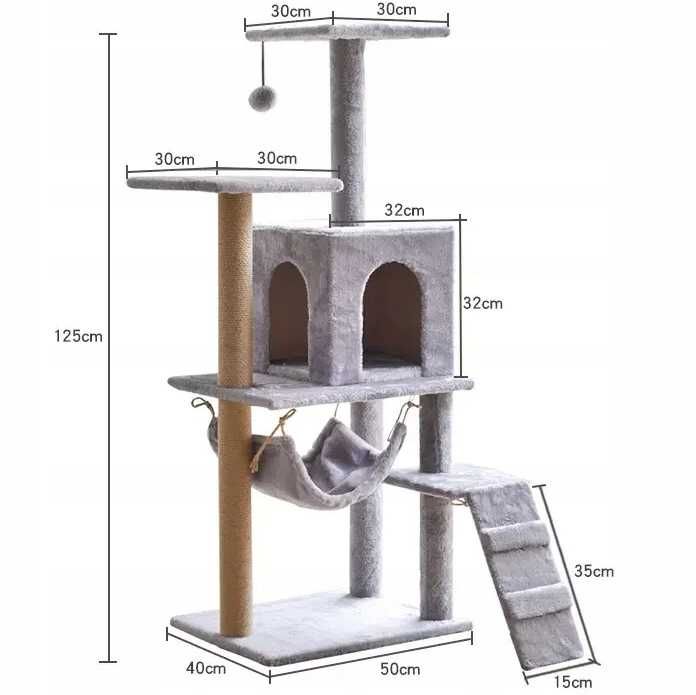 Drapak dla kota wieża legowisko domek 5 poziomów wysoki stabilny