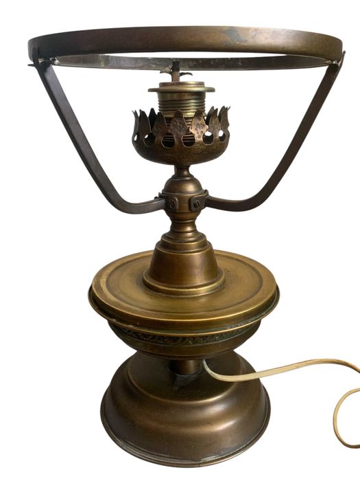 PRL: Stołowa Gabinetowa Lampa z Kloszem Retro