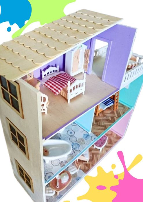 Drewniany domek dla lalek Eliza. Ostatnia sztuka! Cena promocyjna 450