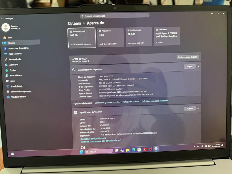 Portátil LENOVO IdeaPad AMD Ryzen 7 7735HS - RAM: 32 GB - 1 TB SSD PCIe - AMD Radeon 680M