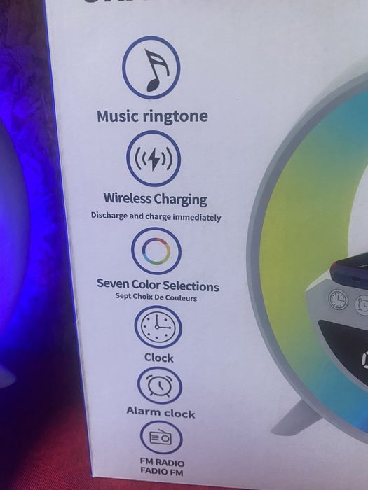 Alarm Clock with LED Lights and Wireless Mobile Phone Charging64286966363395122