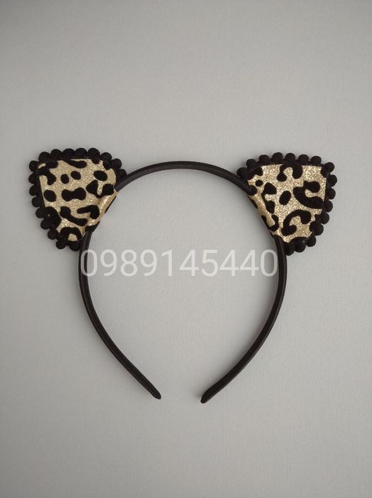 Обруч з вушками леопардовий вушка кішечки
