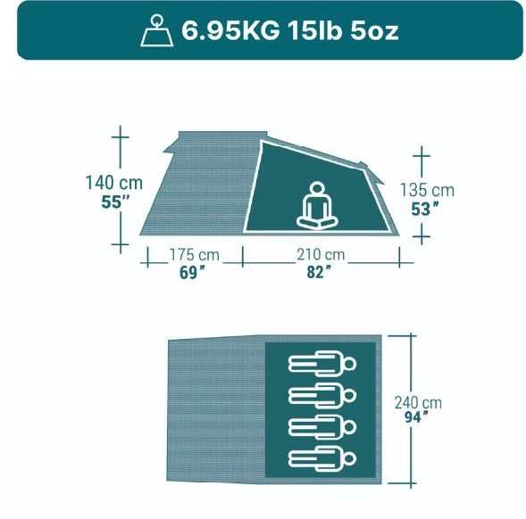 Namiot kempingowy Quechua MH100 XXL 4-os Decathlon