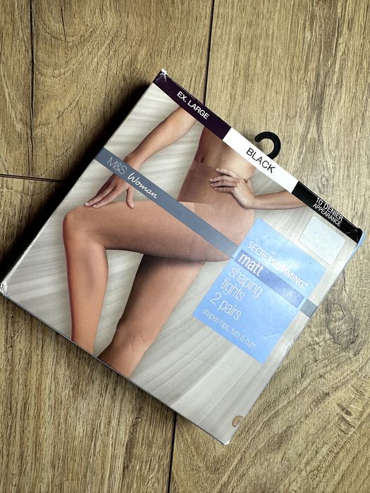 Marks&Spencer 2 x czarne rajstopy nowe XL