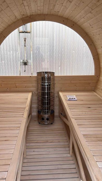 OD RĘKI Sauna Beczka Ogrodowa 2,5 m z Piecem Harvia 9 kW