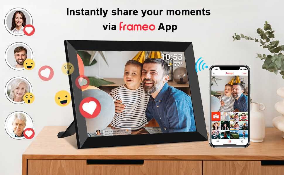 Цифрова фоторамка / Цифровая фоторамка Akimart Frameo 10.1" HD IPS
