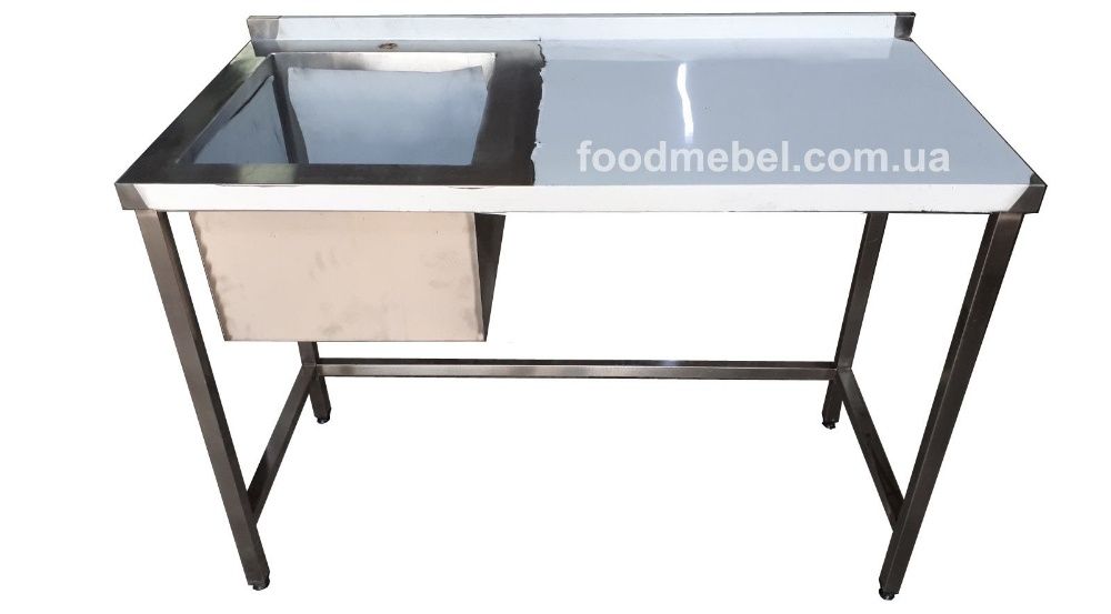Стол-мойка из нержавейки, стол с мойкой и полкой