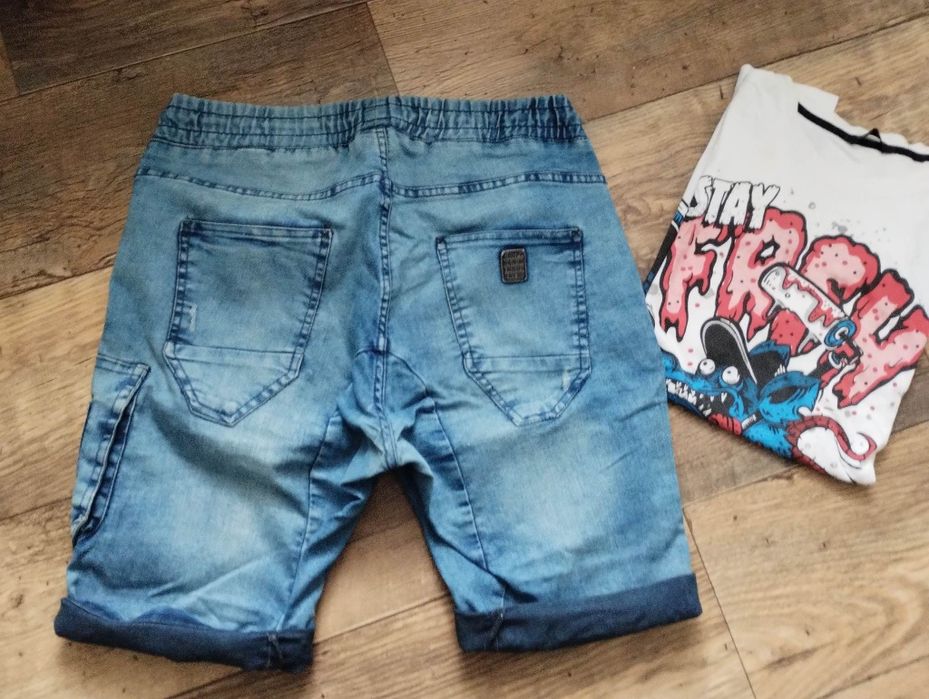 Croop spodnie bojówki jeansowe L/XL (32)