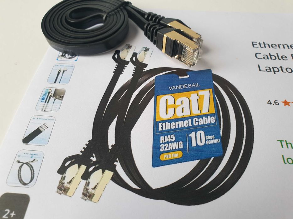 Патч корд CAT 7   10Gbp  600MHz 10Gbp Vandersail  плоский   1м