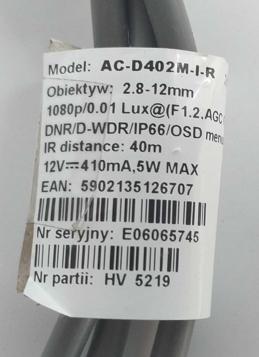 Kamera kopułowa MWPOWER 1080 2Mpx AC-D402M-I-R