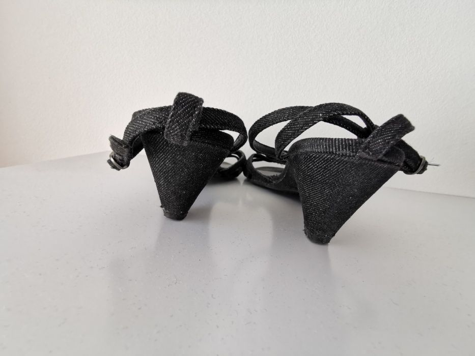 ZARA sandały JEANS tkanina navy roz. 37