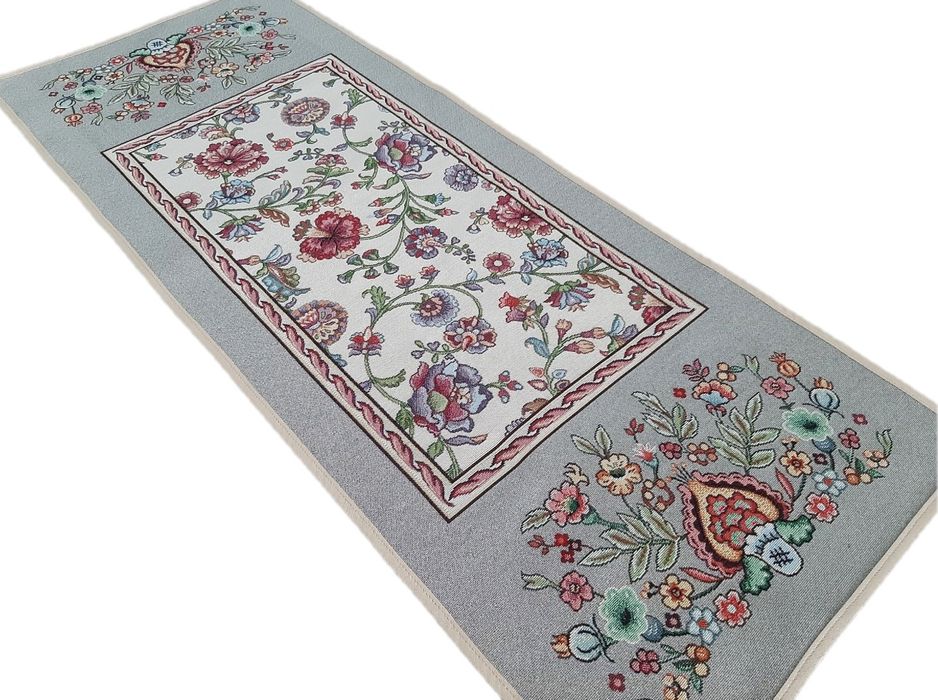 Bieżnik ozdobny w kwiaty etno 40x100 cm 1057GR Ethno Grey
