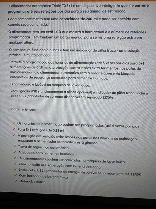 Comedouro automatico trixie