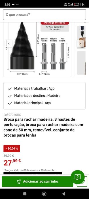 Broca para rachar madeira, 3 hastes de perfuração, broca para rachar m